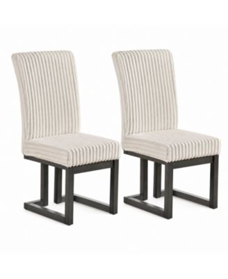 Upholstered Dining Chairs Set of 2 with Channel Tufted Padded Seats