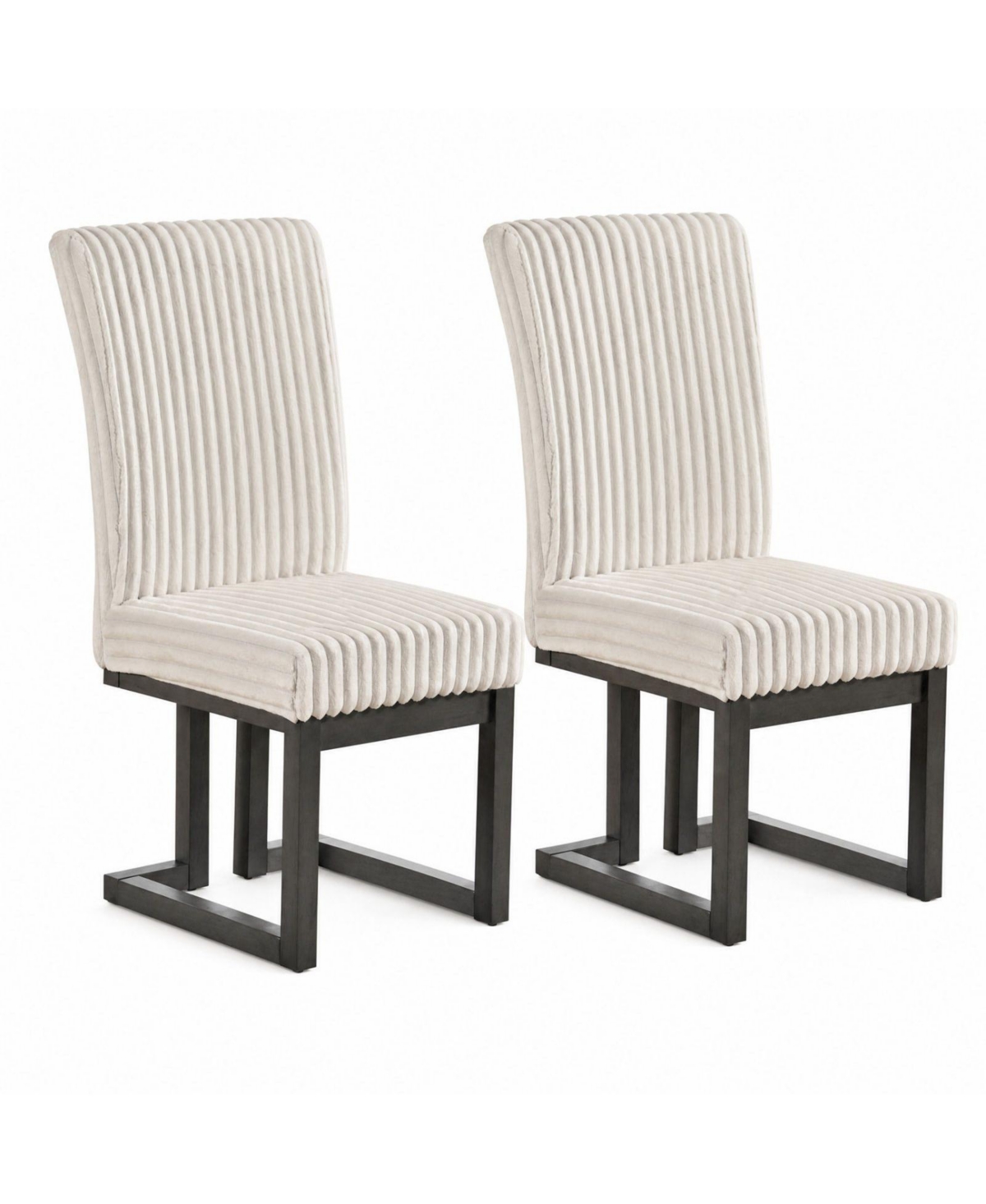 Sugift Upholstered Dining Chairs Set of 2 with Channel Tufted Padded Seats