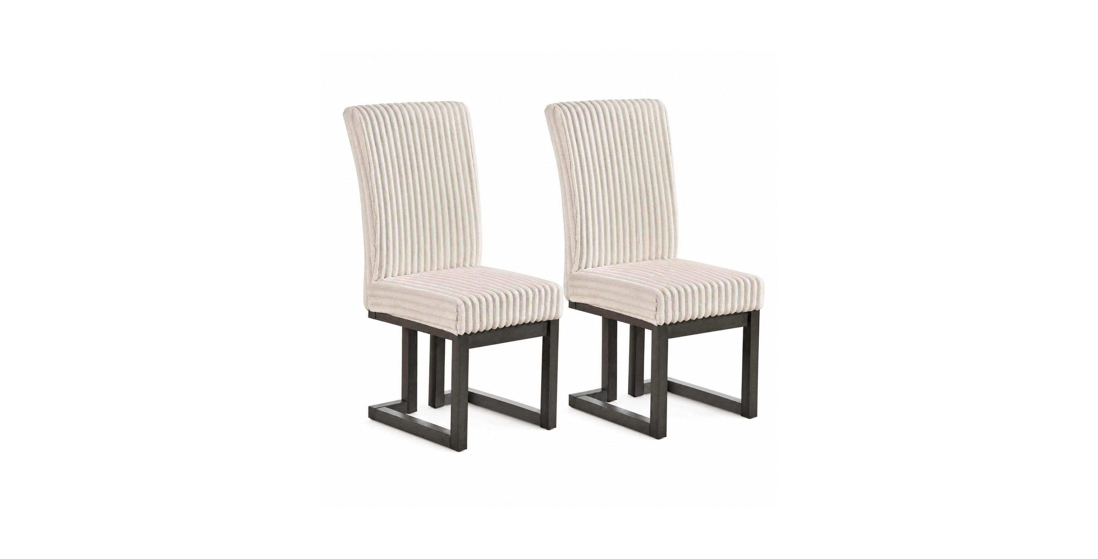 Sugift Upholstered Dining Chairs Set of 2 with Channel Tufted Padded Seats