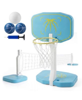 2-in-1 Pool Basketball Hoop and Volleyball Net Set with Fillable Base