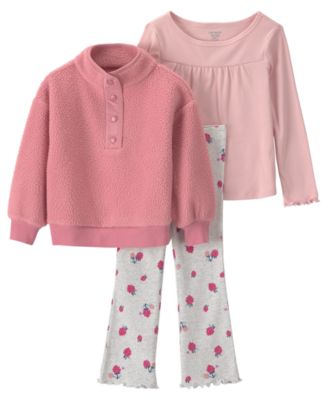 Toddler Girls' 2T-5T Floral-Print Long-Sleeve Sweatshirt, Top and Flare-Leg Pants, 3-Piece Set