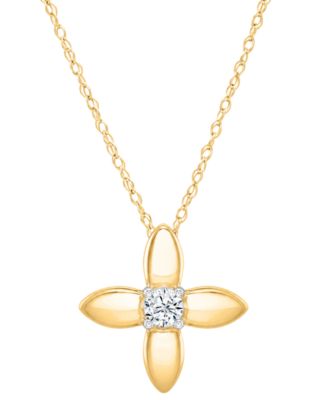 Diamond Flower Rope Chain Pendant Necklace (1/20 ct. t.w.) in 10k Yellow Gold