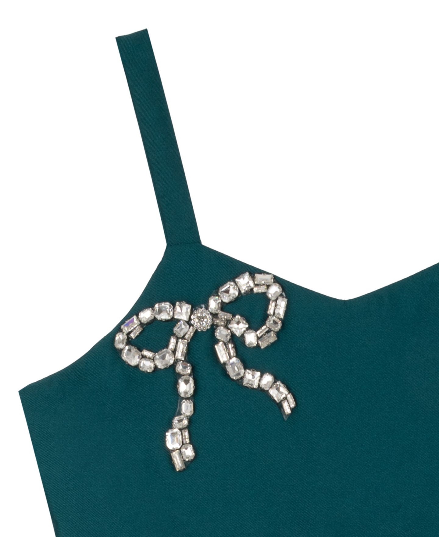 Платье Rare Editions Sweetheart Rhinestone-Bow Fit-and-Flare Mikado для девочек, цвет: Тёмно-зелёный — фото 6