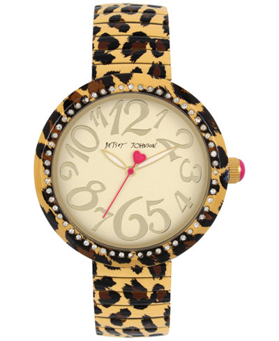 Betsey Johnson Women's Brown Leopard Printed Stainless Steel Bracelet Watch 43mm BJ00626-02