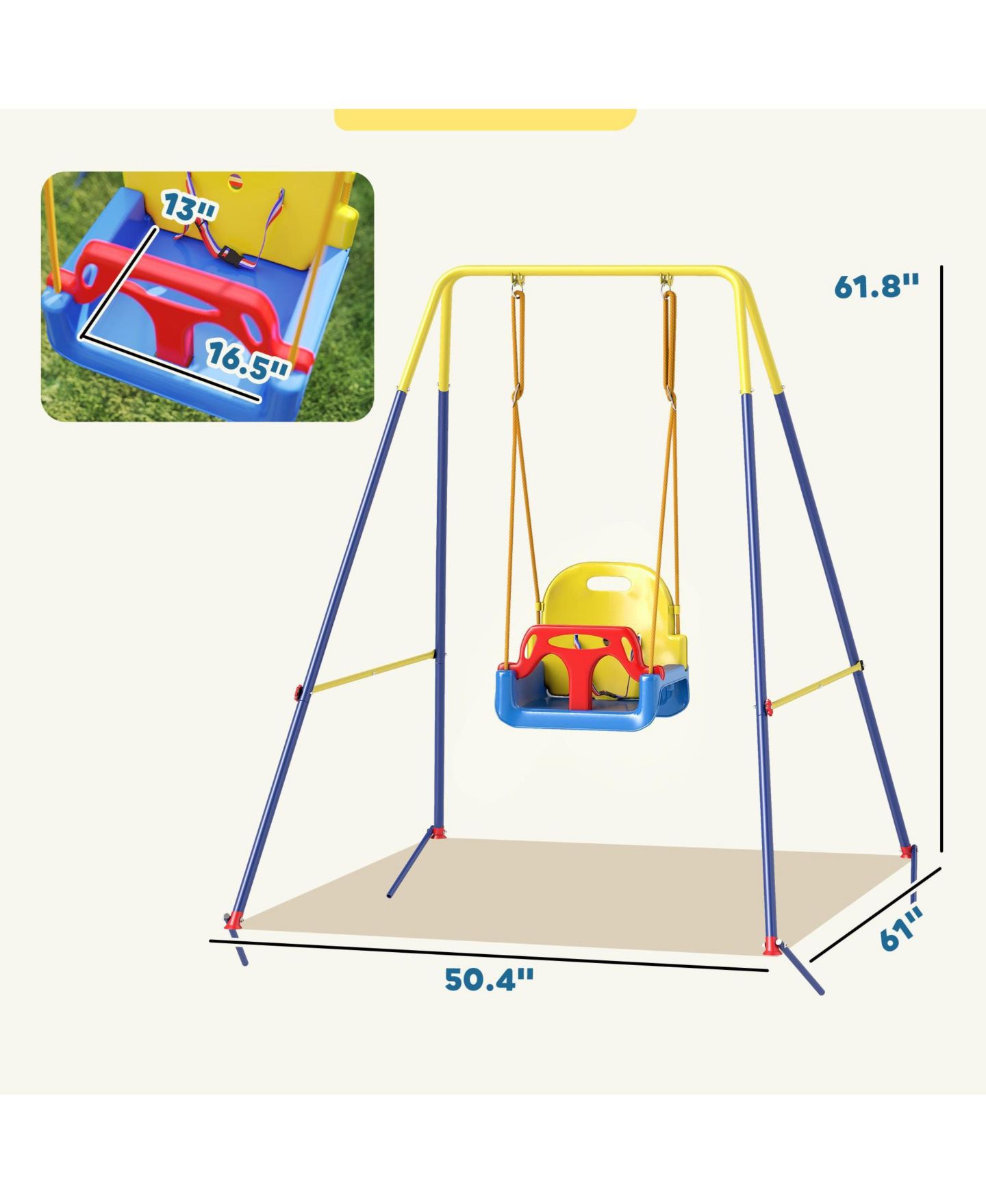 Детские игрушки SEVORLEY Kids' Swing Set with Folding Design & Seat Restraint, Ages 9-36 Months, цвет: Синий — фото 2
