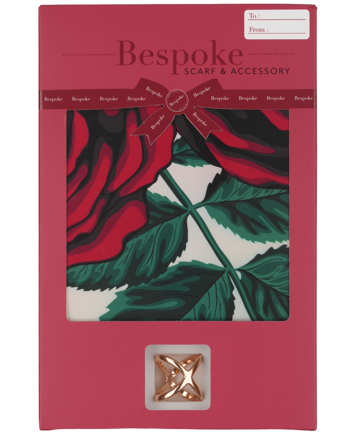 Bespoke Fashion 2-Piece Estelle Flower Floral Square Scarf with Scarf Ring Set
