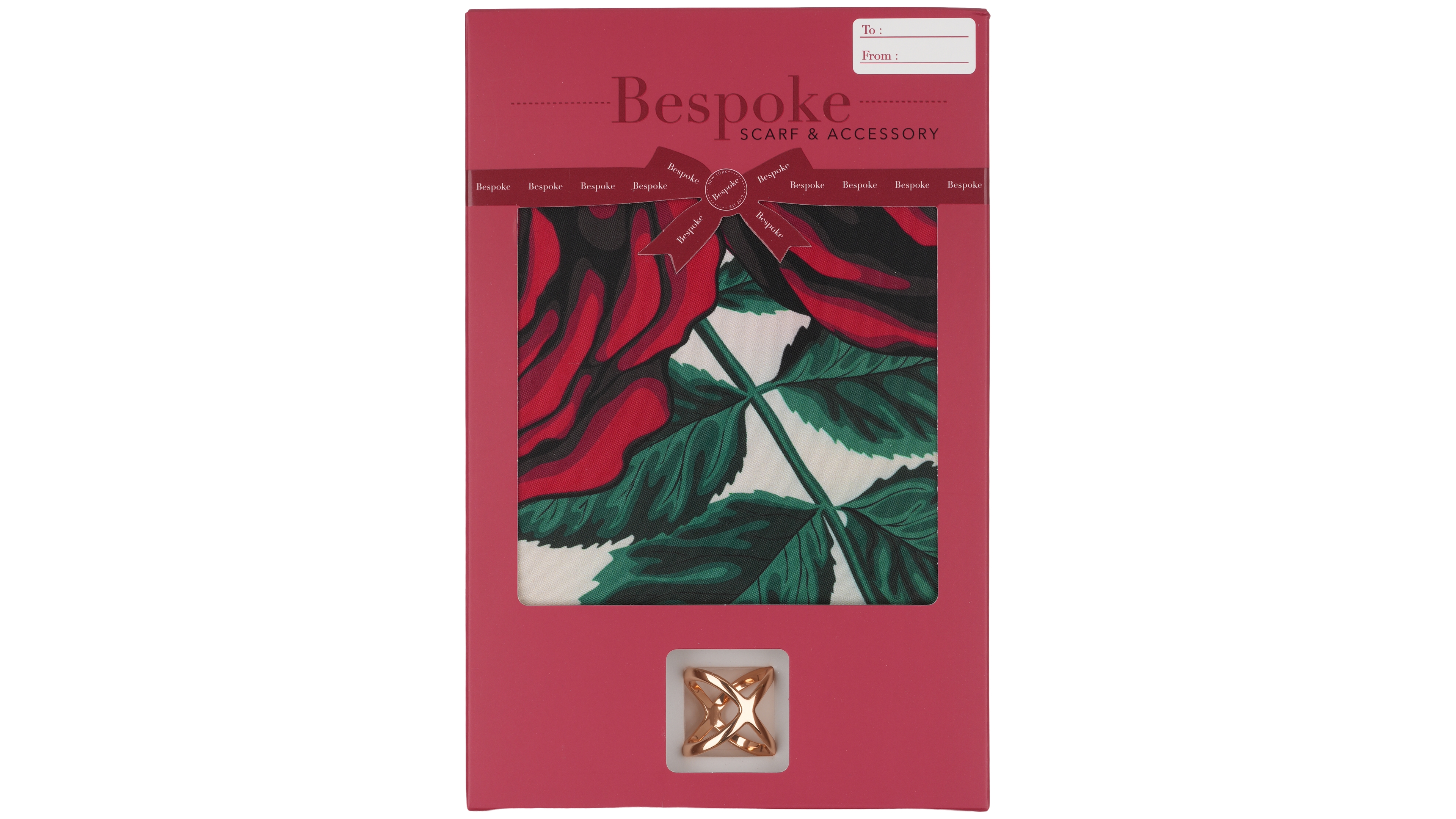 Bespoke Fashion 2-Piece Estelle Flower Floral Square Scarf with Scarf Ring Set