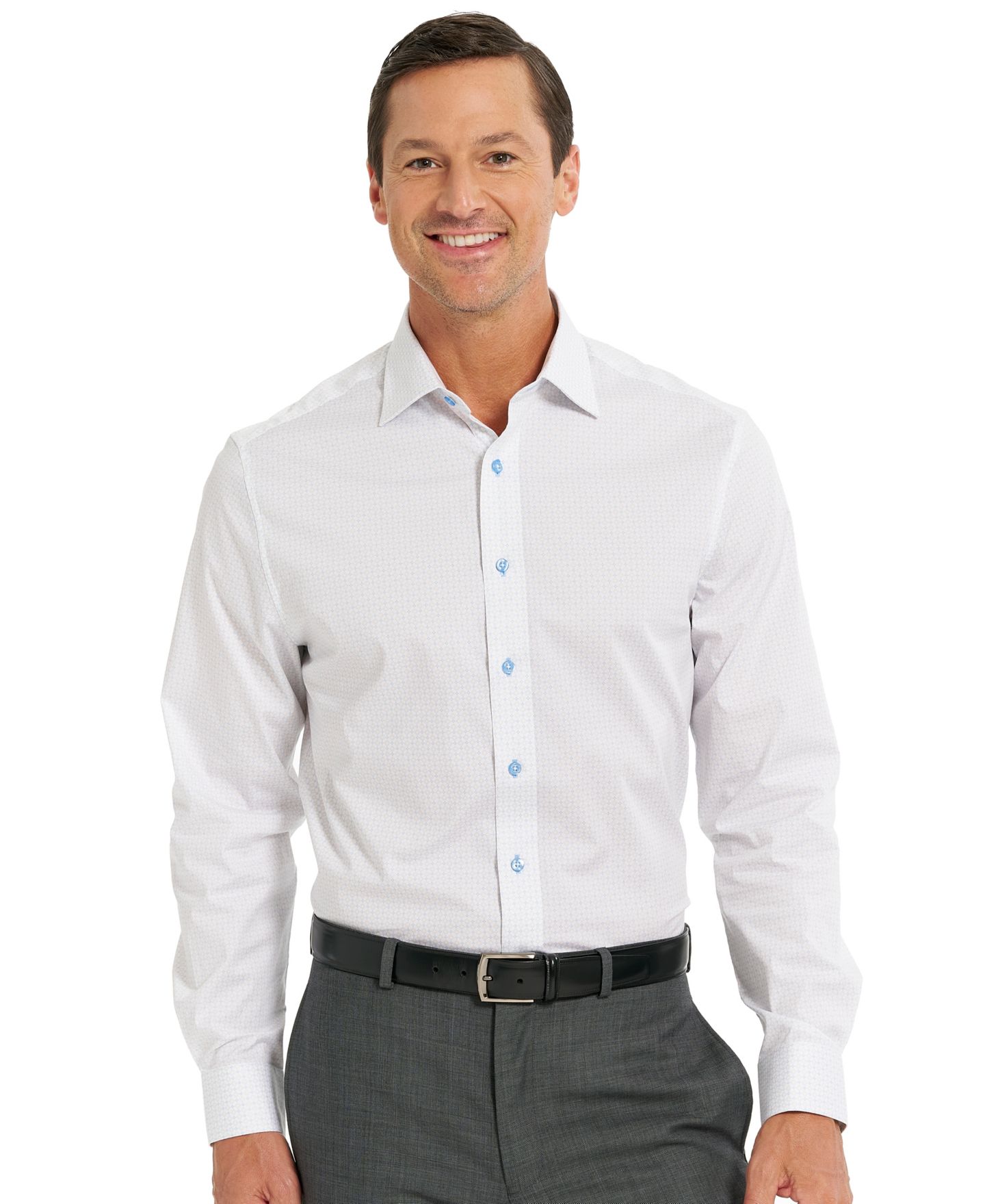 Мужская рубашка Nick Graham Roxbury Square Stretch Dress Shirt, цвет: Серый — фото 2