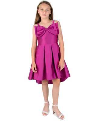 Girls' 7-16 Square Neck Pleated High-Low Dress
