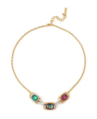 Glass Crystal Two-Tone Chain Necklace