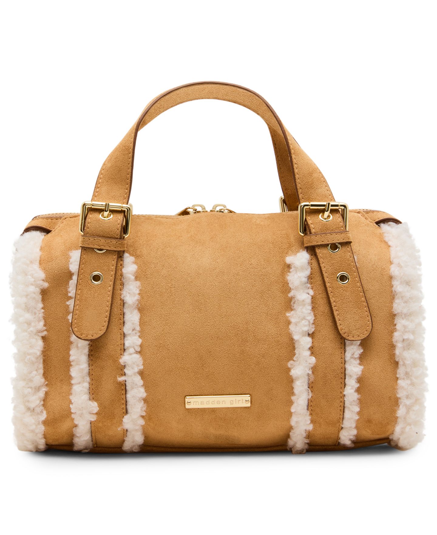 Женская сумка Madden Girl Sherpa Medium Satchel Handbag, цвет: Рыжевато-коричневый — фото 2