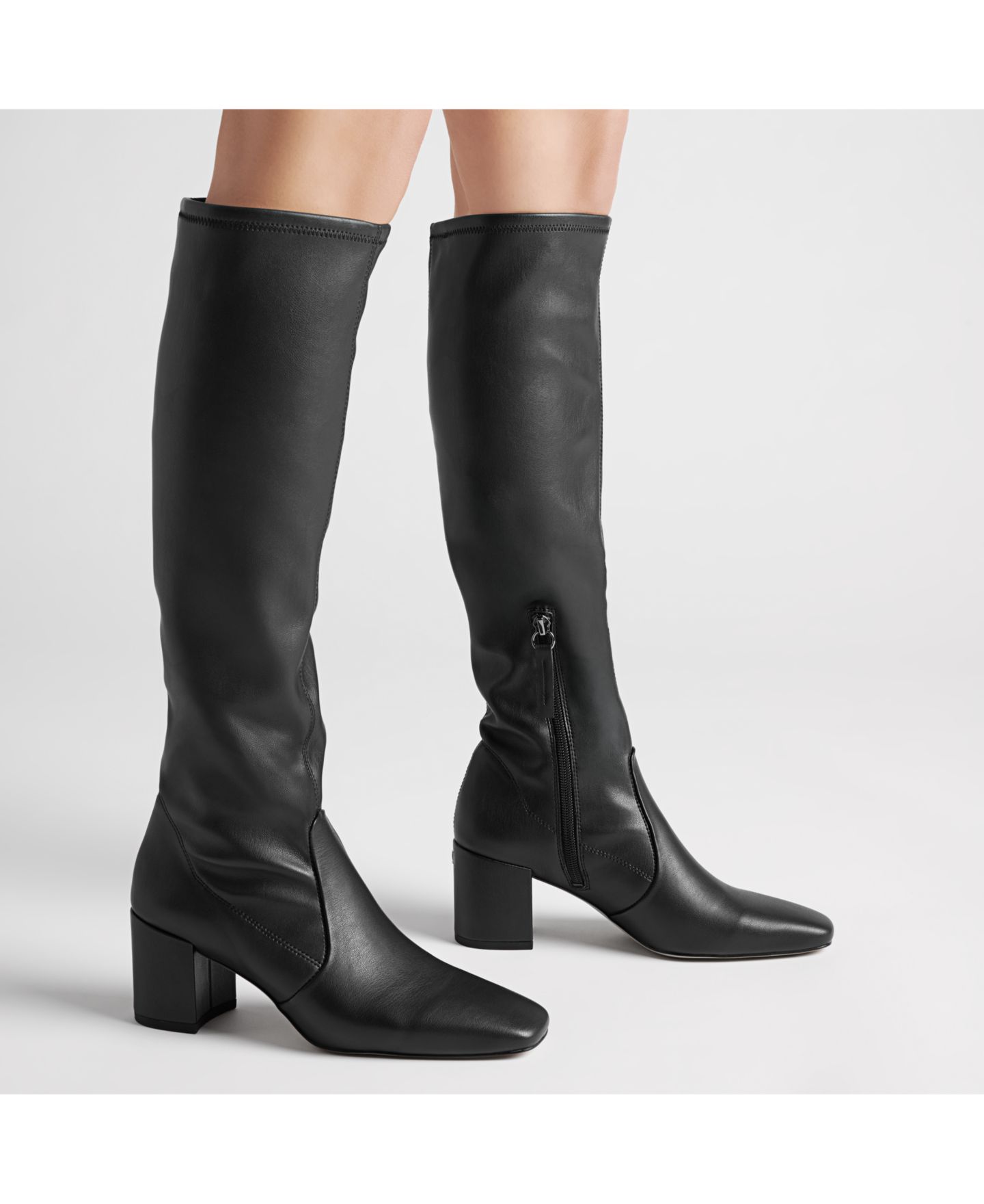 Женские ботинки Franco Sarto Flexa Blix Square Toe Zip Tall, цвет: Чёрная искусственная кожа — фото 6