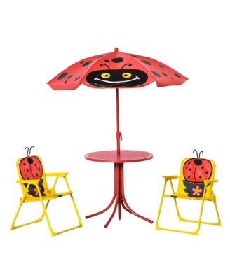 Folding Outdoor Chair with Umbrella, 4-Piece Set, Ages 3-6