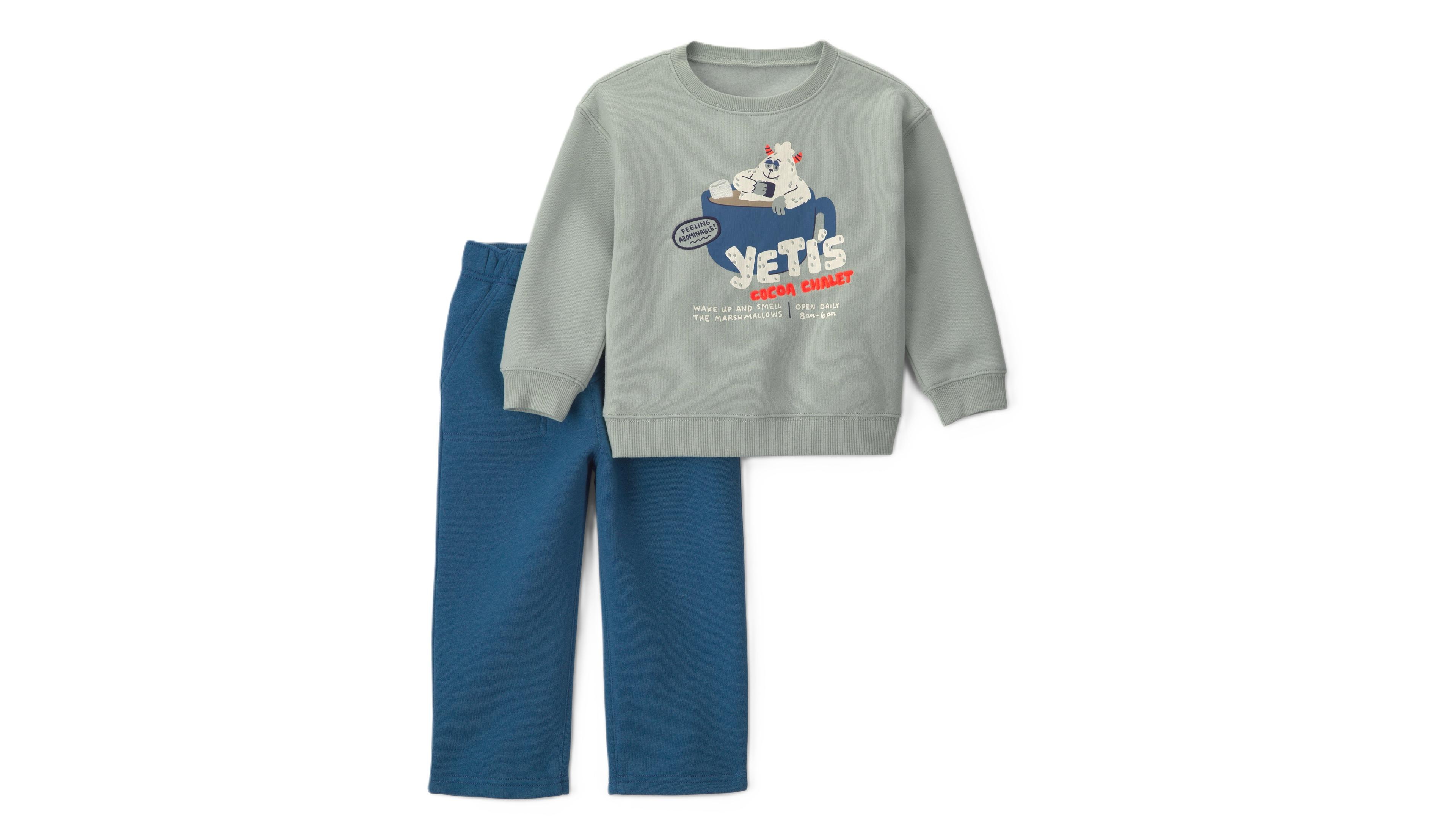Carter's Toddler Boys' 2T-5T Yeti Graphic Fleece Sweatshirt and Pant, 2-Piece Set