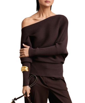 Women's Lorna Off-the-Shoulder Ribbed Long-Sleeve Sweater