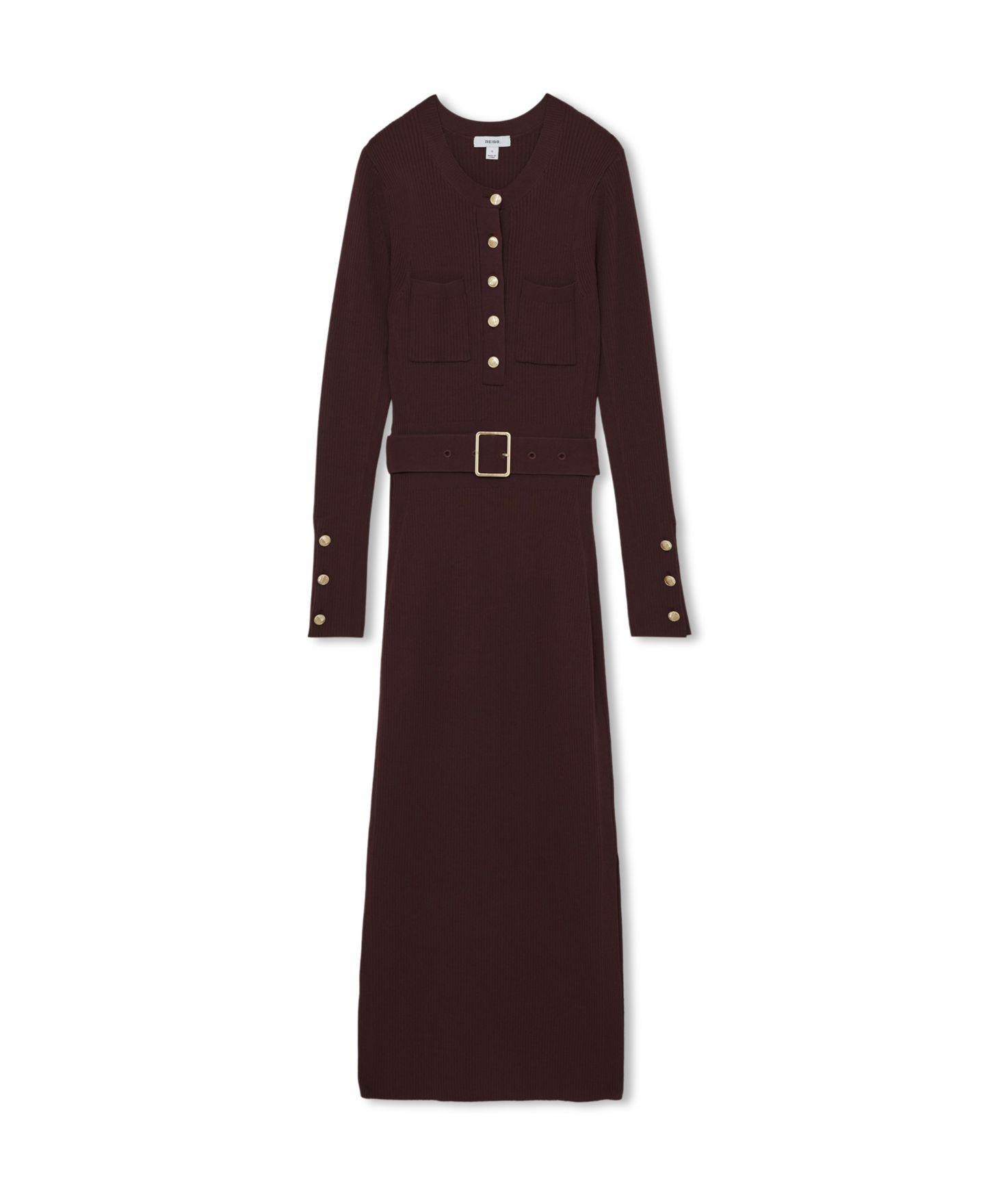 Женское платье REISS Willow Long-Sleeve Midi Sweater Dress, цвет: Бордовый — фото 5