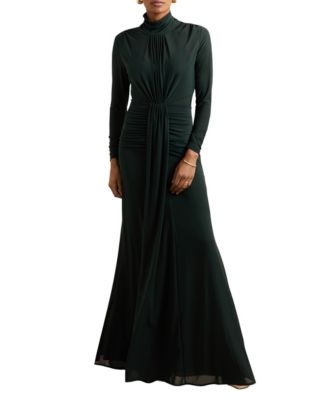 Women's Danni Ruched Long-Sleeve Mock-Neck Gown