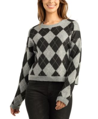 Juniors' Fair Isle Long-Sleeve Cropped Pullover Sweater