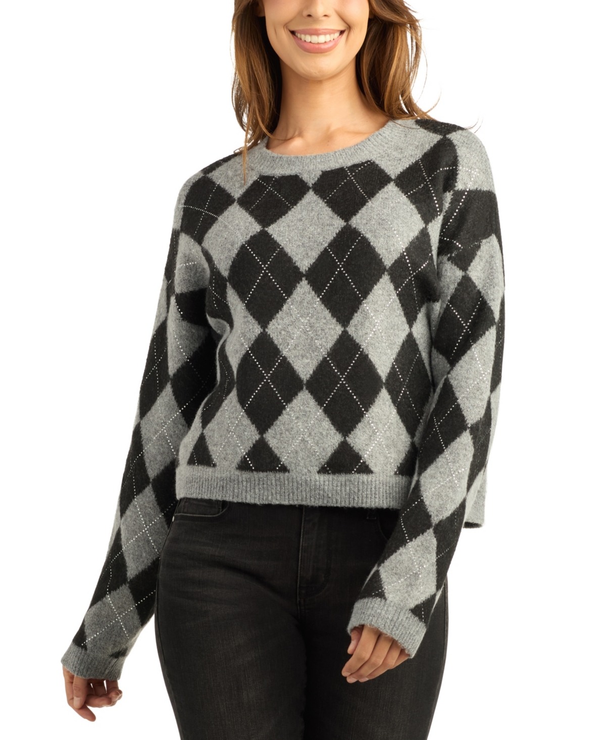 Bcx Juniors' Fair Isle Long-Sleeve Cropped Pullover Sweater