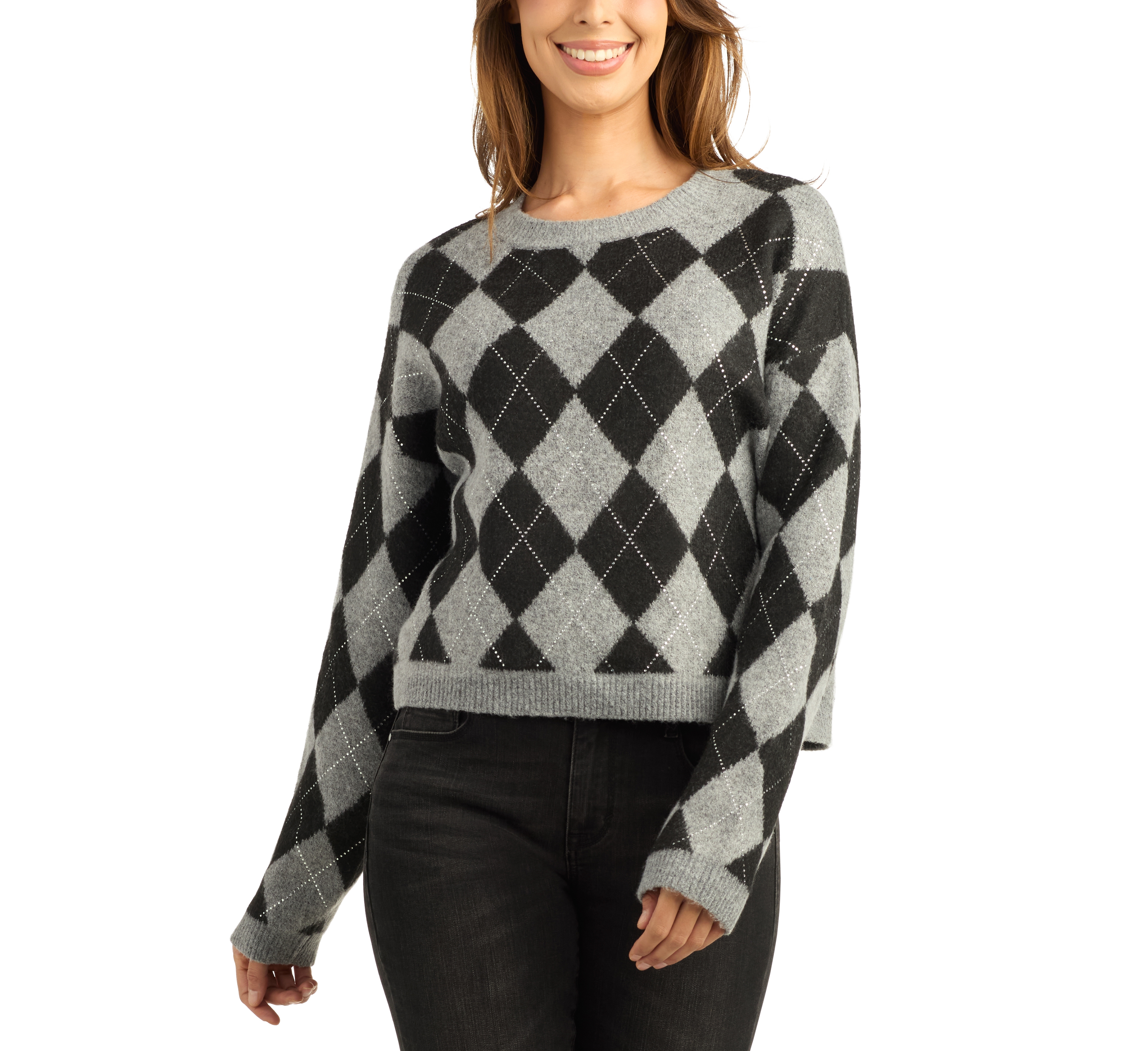 Bcx Juniors' Fair Isle Long-Sleeve Cropped Pullover Sweater