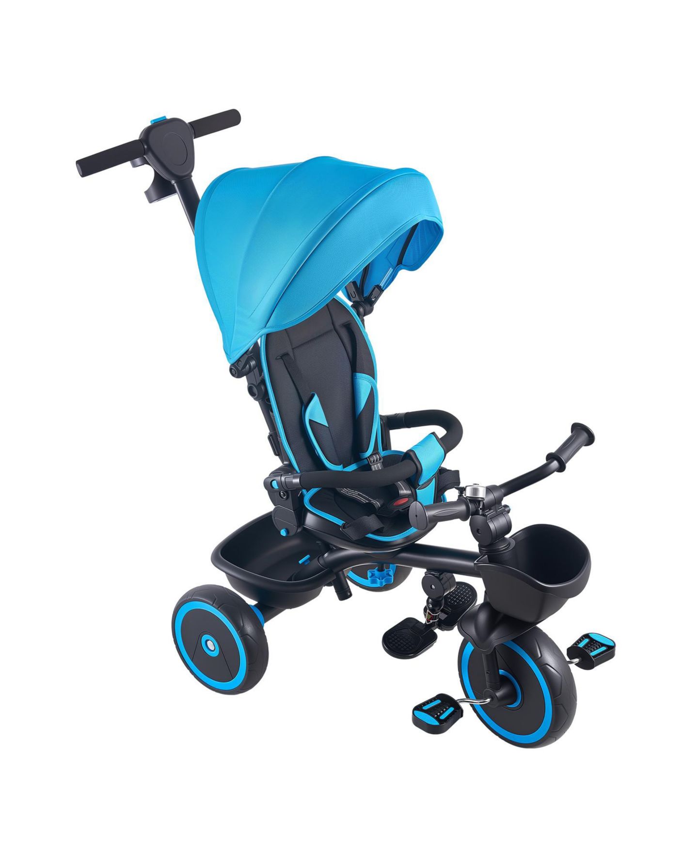 Детская игрушка HONGGE 6-in-1 Convertible Tricycle with Parent Push Handle and Canopy, 55-lb. Capacity, Ages 1-5, цвет: Синий чёрный — фото 2