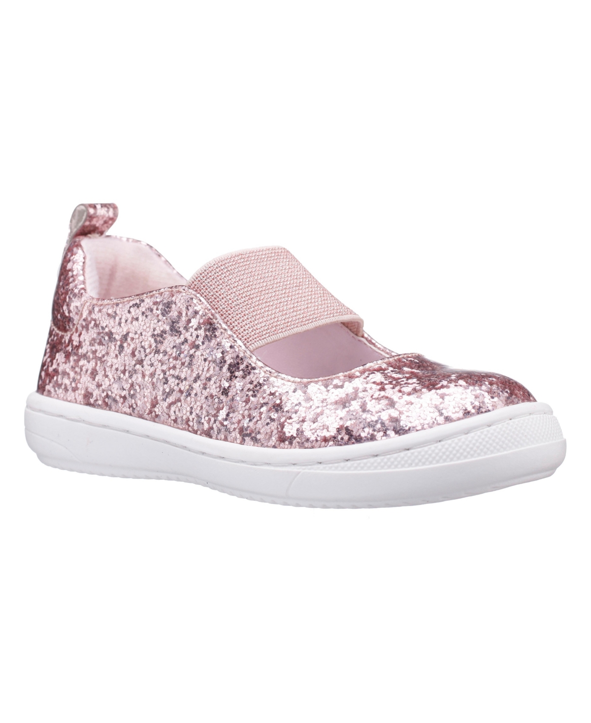 Nina Adey Toddler Girl Silver Coated Glitter Mary Jane - Rose gold