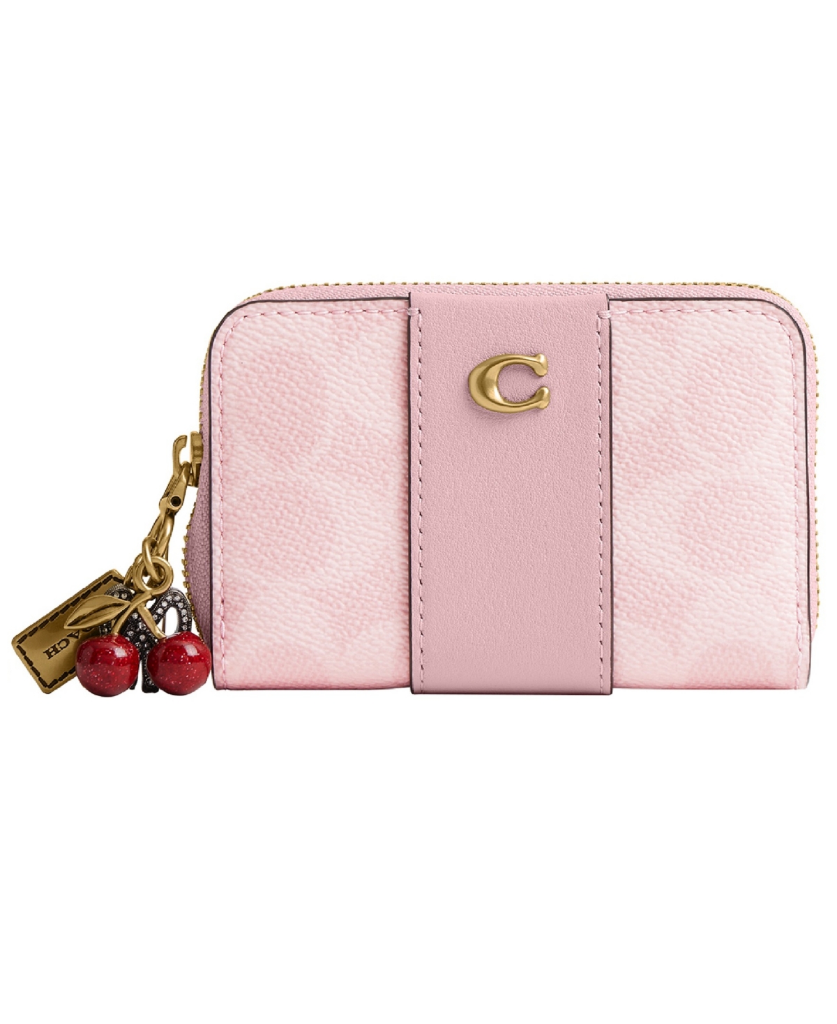 Coach Essential Signature Canvas Zip Around Charms Card Case