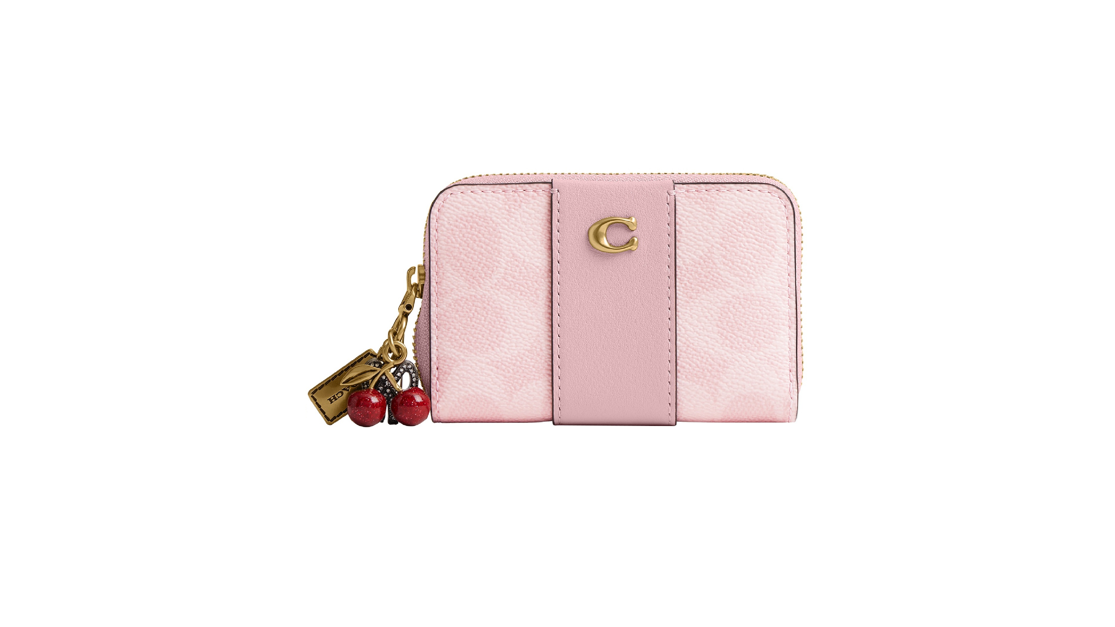 Coach Essential Signature Canvas Zip Around Charms Card Case