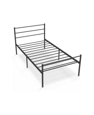 Classic Twin Steel Platform Bed Frame Featuring Headboard