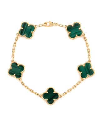 Vintage Alhambra Malachite Bracelet in 18K Yellow Gold
