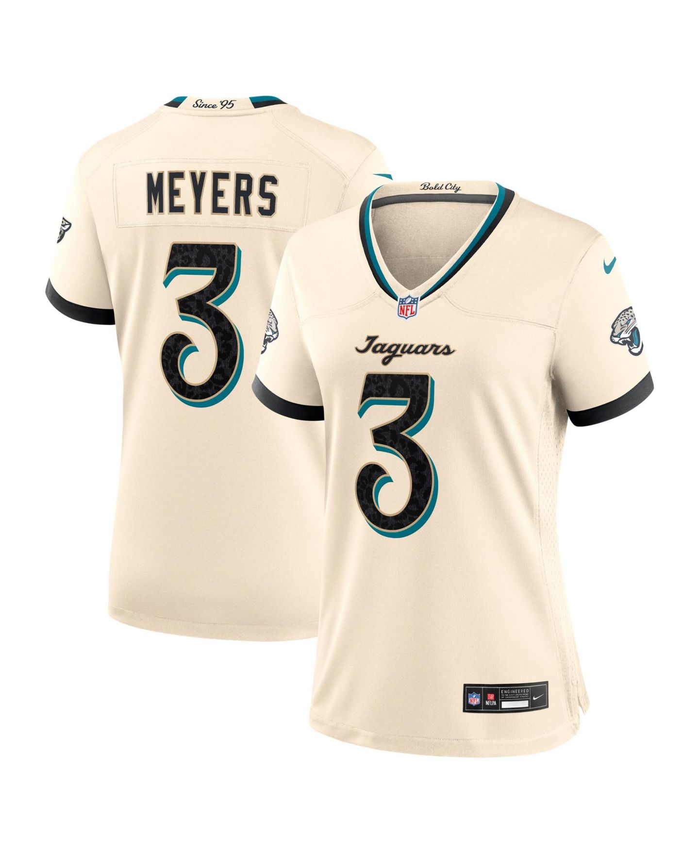 Женский топ Nike Jakobi Meyers Natural Jacksonville Jaguars 2026 Rivalries Collection Game Jersey — фото 1