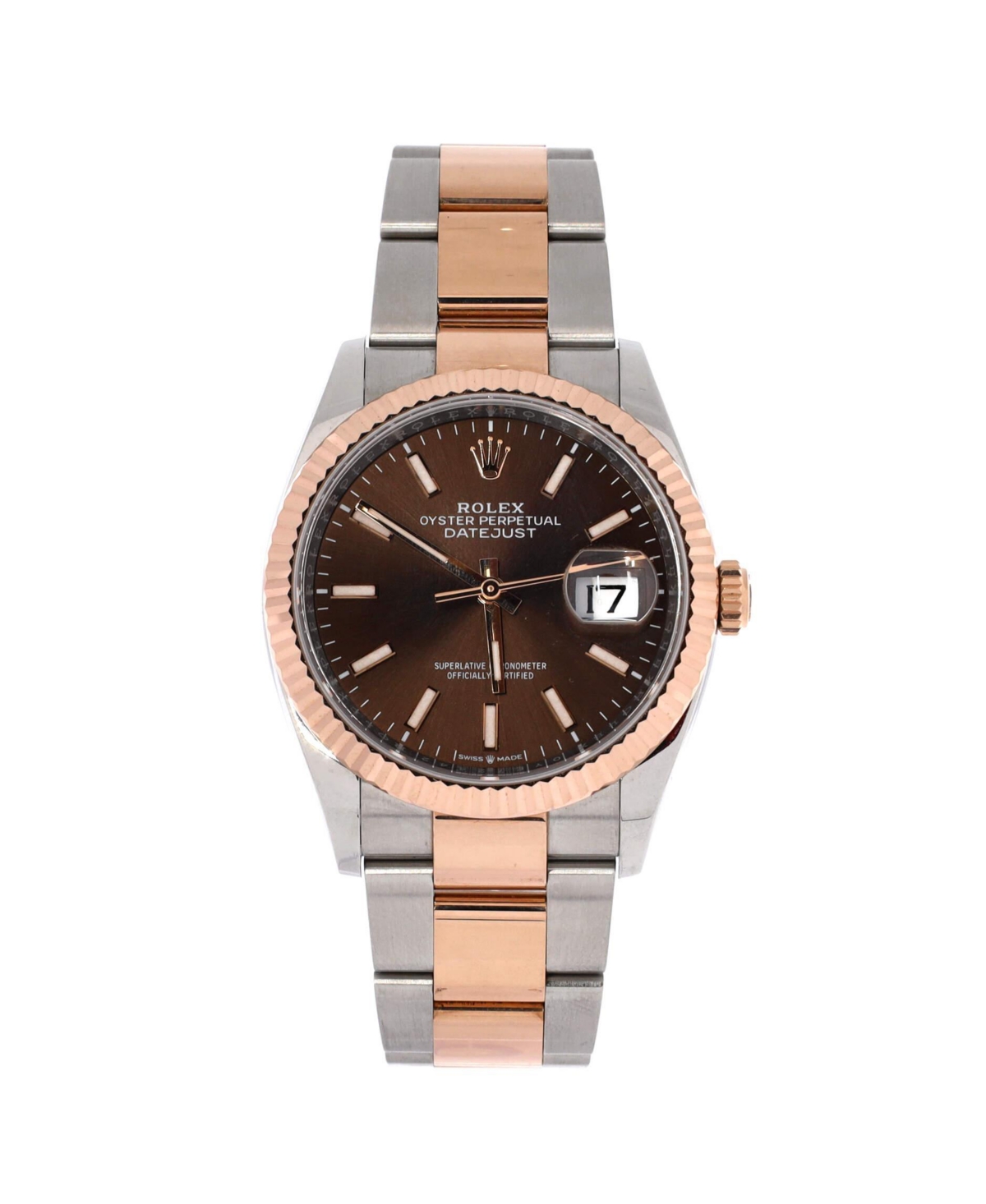 PreOwned Rolex Mens Automatic Datejust Stainless Steel and Rose Gold Bracelet 36mm  Dial color gold