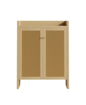 42.5" Tall Rattan Storage Cabinet with Doors, 6-Tier Shoe Storage with Adjustable Shelves
