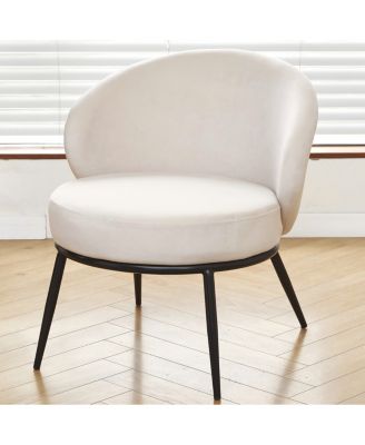 Round Velvet Accent Chair with Metal Legs