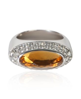 White Gold Citrine and Diamond Cocktail Ring