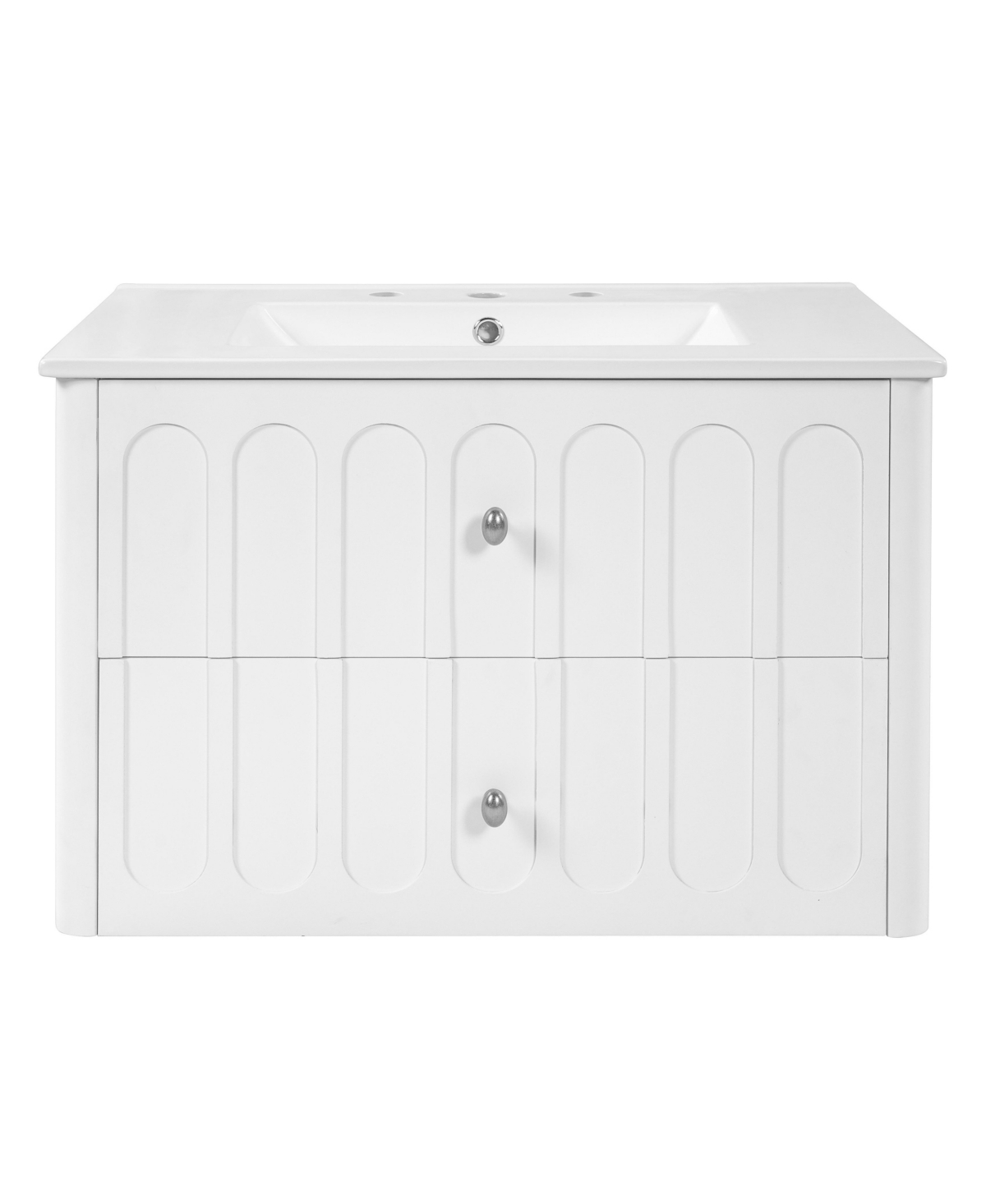 Sillysis 30 Inch Floating Bathroom Vanity, Mdf Cabinet with Solid Wood Frame, Ceramic Integrated Sink - White
