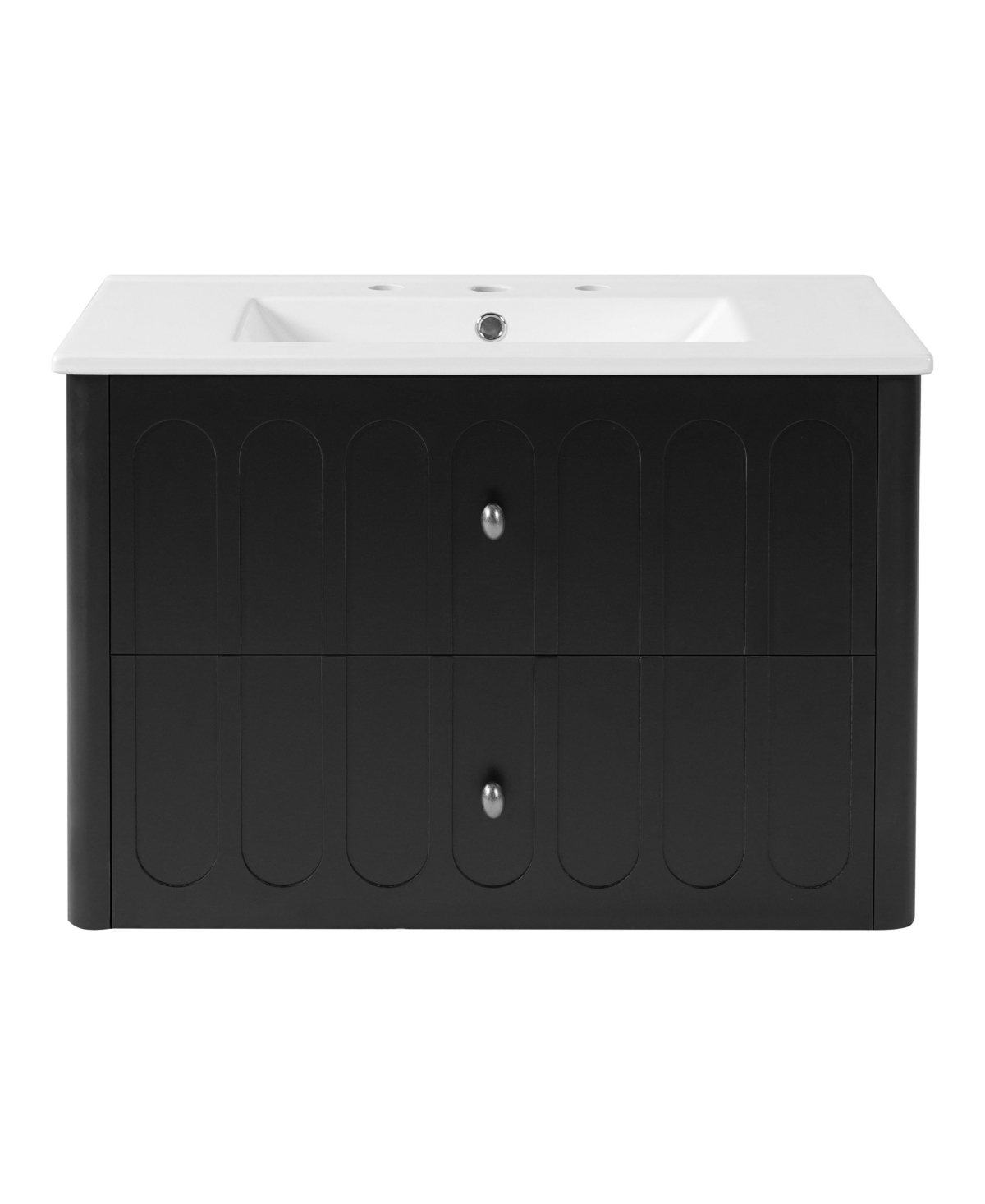 Sillysis 30 Inch Floating Bathroom Vanity, Mdf Cabinet with Solid Wood Frame, Ceramic Integrated Sink - Black