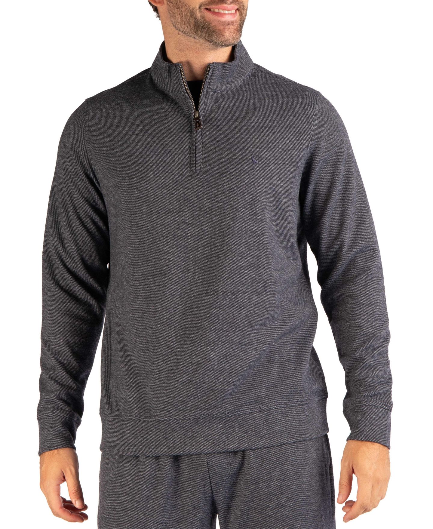 Мужской свитер Tailorbyrd Brushed Melange Twill Quarter-Zip Regular-Fit, цвет: Серый — фото 3