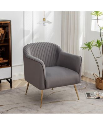 Modern Velvet Accent Chair with Metal Legs