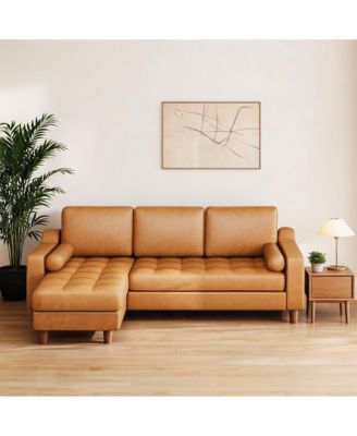 L-Shaped Reversible Chaise Sectional Sofa, 3-Seater PU Leather Modular Couch for Living Room Apartment