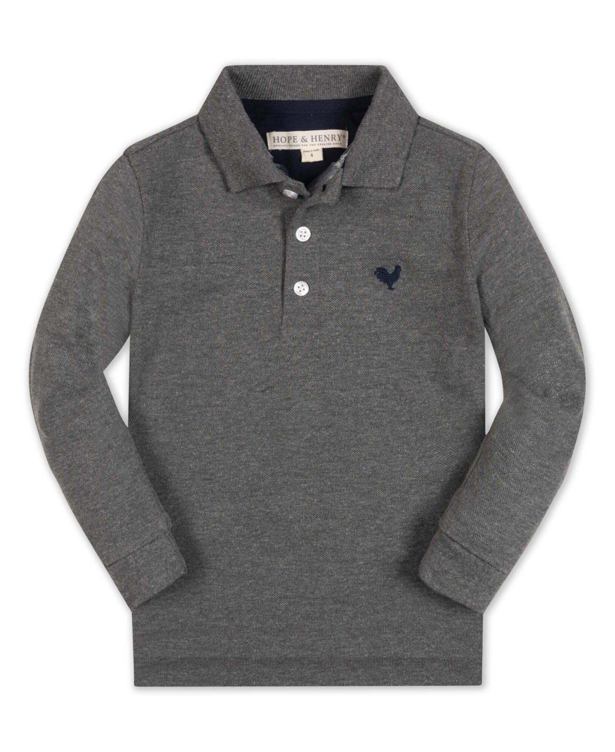 Hope & Henry Boys' 4-20 Long-Sleeve Cotton Pique Polo Shirt - Dark gray heather
