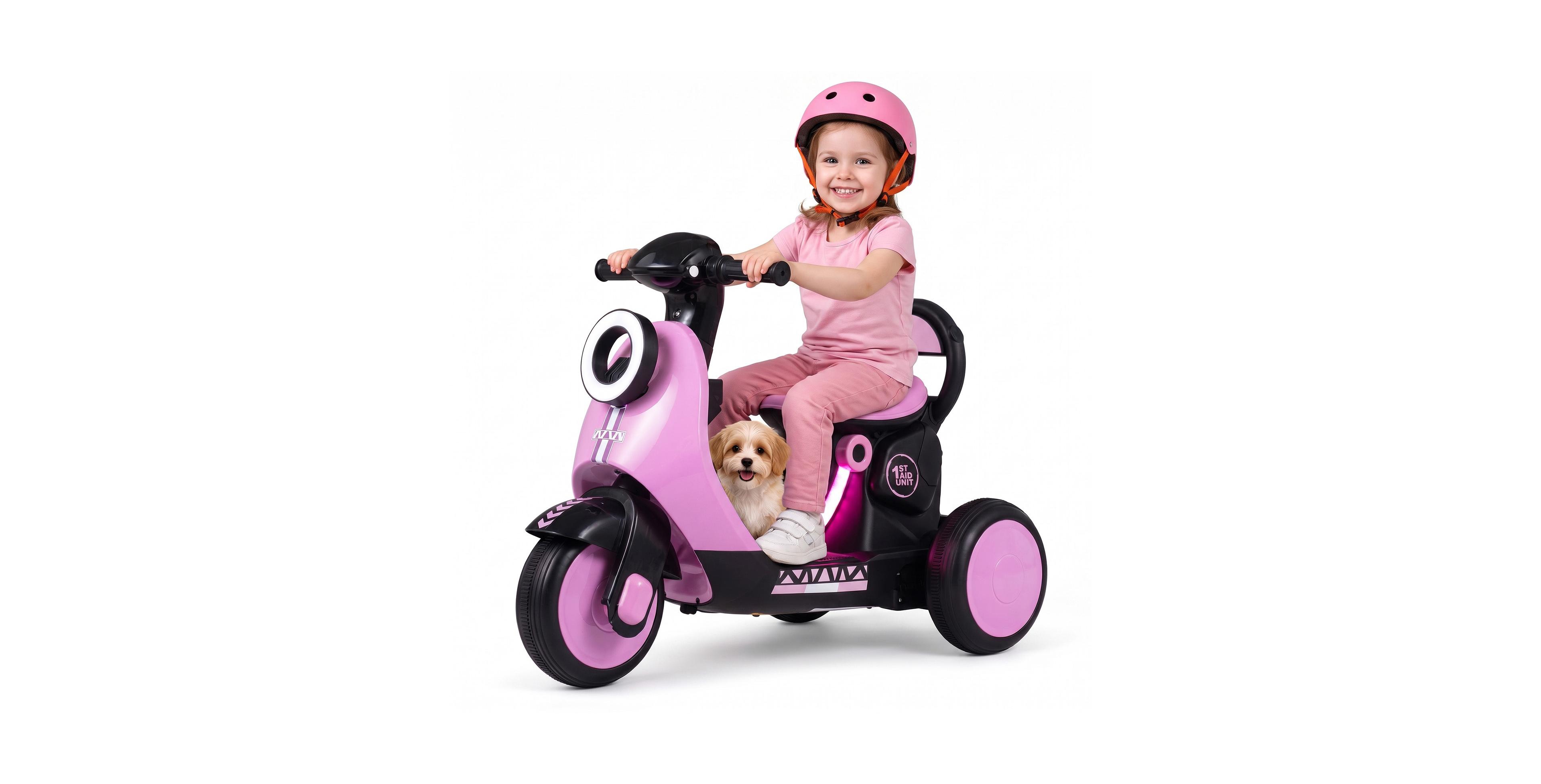 Gymax 6V Battery Powered Ride-On Motorcycle with Led Headlight & Light-Up Deck, 66 lb. Capacity, Ages 3-5