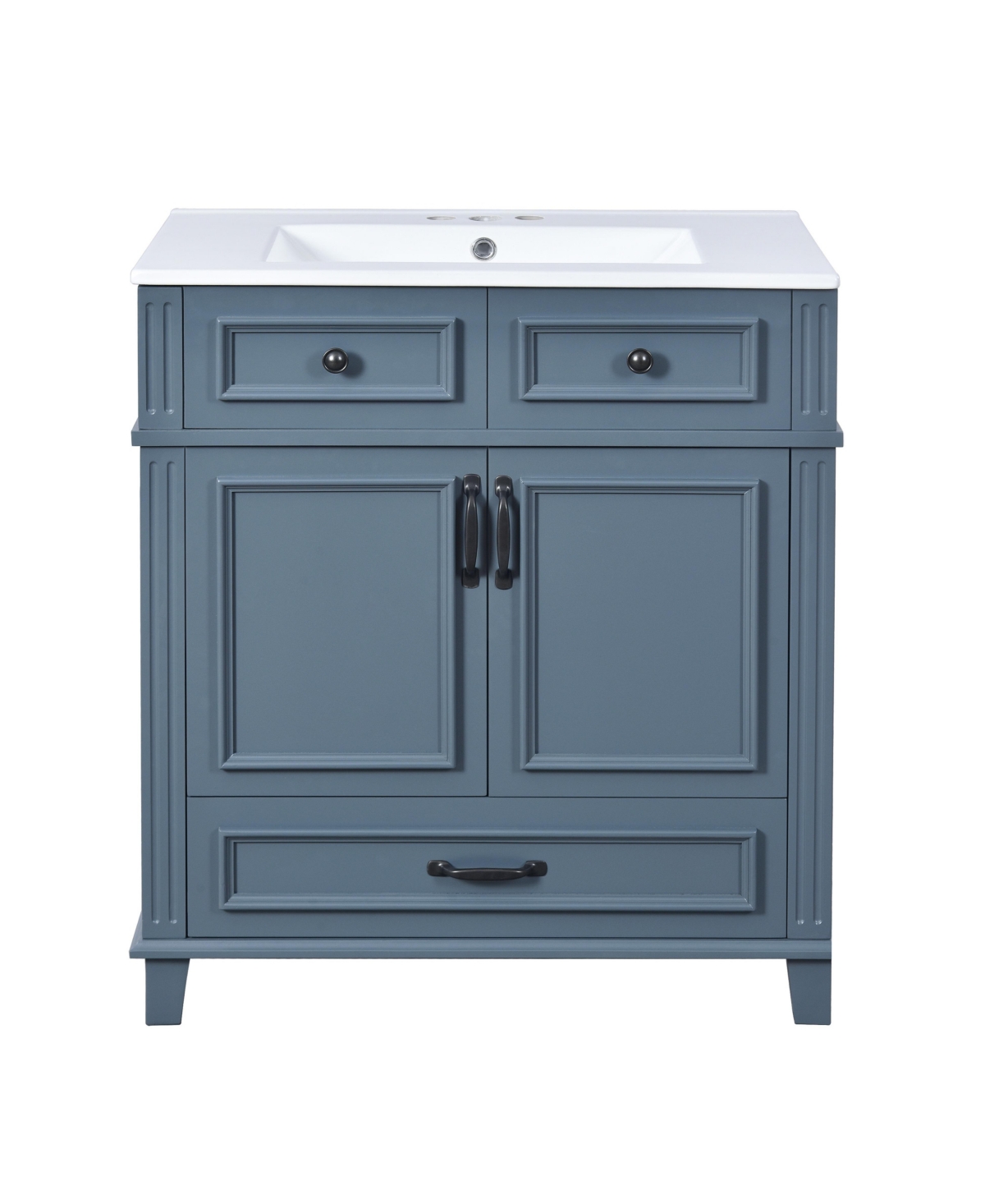 Sillysis 30 Inch Freestanding Bathroom Vanity, Mdf Cabinet with Solid Wood Frame, Ceramic Integrated Sink - Blue