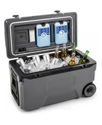 53-Quart Insulated Rolling Cooler with Fish Ruler and Wheels