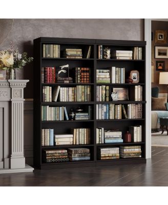 71.5 Inch 12-Shelf Solid European Oak Adjustable Modular Bookcase