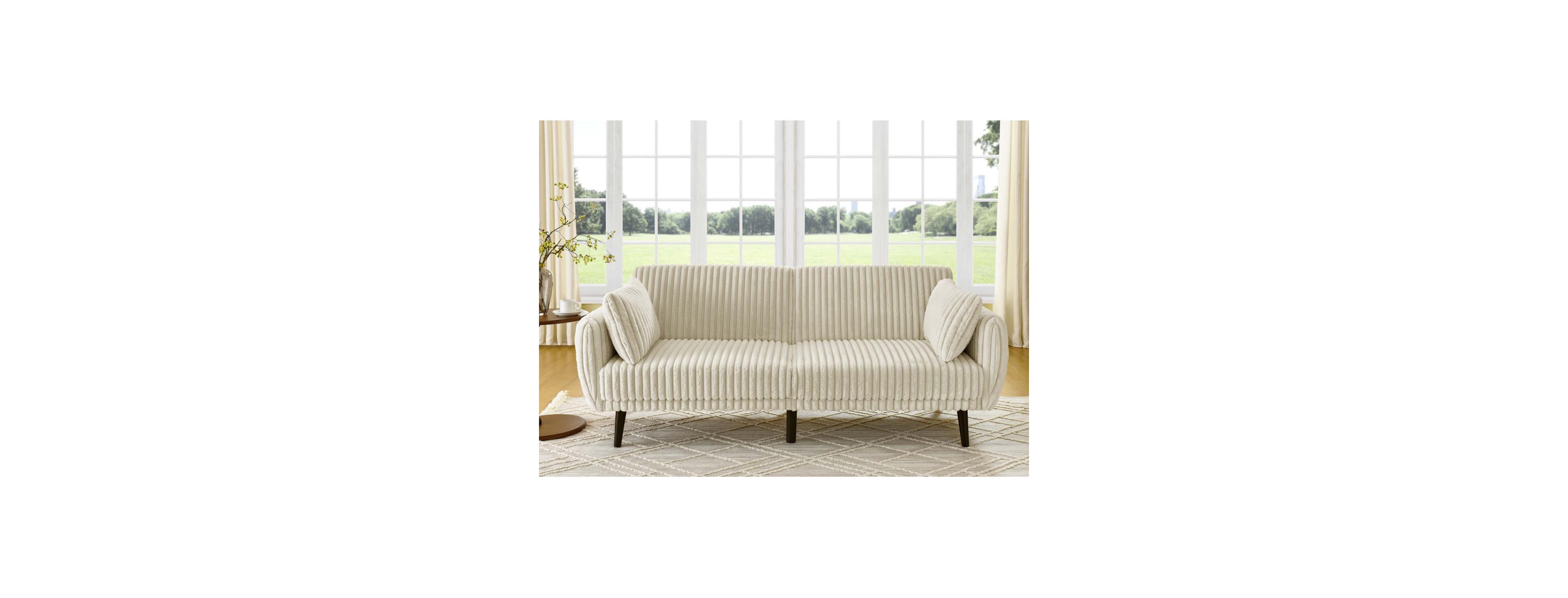 Streamdale Furniture Faux Fur Large Seating Easy Convert Futon