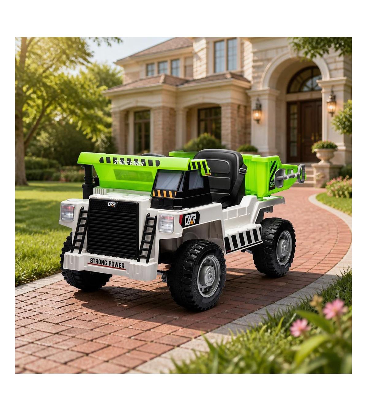 homfan 12V Kids Ride-On Dump Truck with Remote Control and Electric Tipping Dump Bed, All-Terrain Wheels, Ages 3+ - Open Miscellaneous