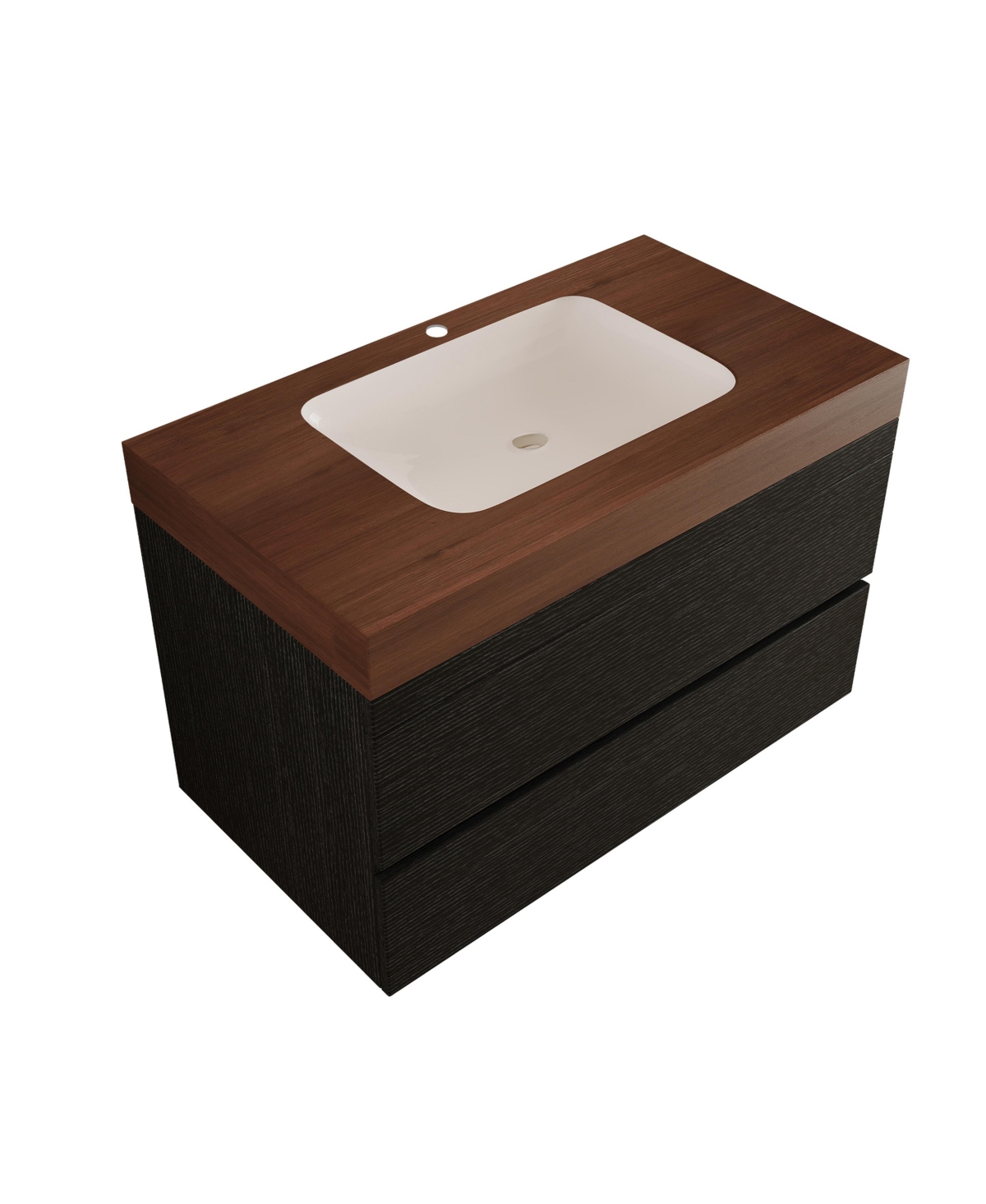 Thirtypeachy 29.9 Inch Floating Bathroom Vanity, Plywood Cabinet, Sintered Stone Top and Ceramic Undermount Sink - Black