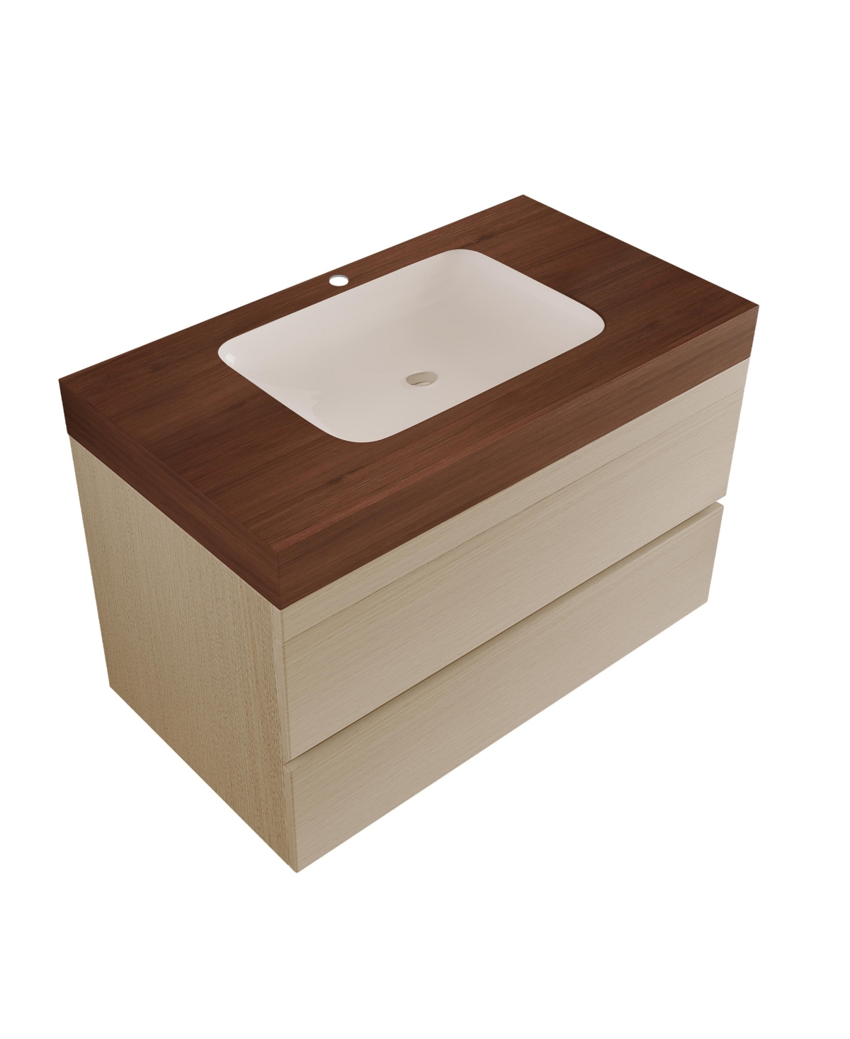 Thirtypeachy 29.9 Inch Floating Bathroom Vanity, Plywood Cabinet, Sintered Stone Top and Ceramic Undermount Sink - Oak