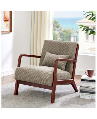 Corduroy Upholstered Wooden Armchair